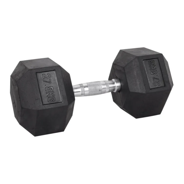 Haltère de musculation hexagonal en caoutchouc à l'unité de 3 kg à 40 kg pour entraînement complet