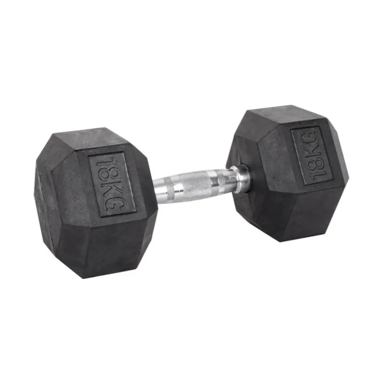 Haltère de musculation hexagonal en caoutchouc à l'unité de 3 kg à 40 kg pour entraînement complet
