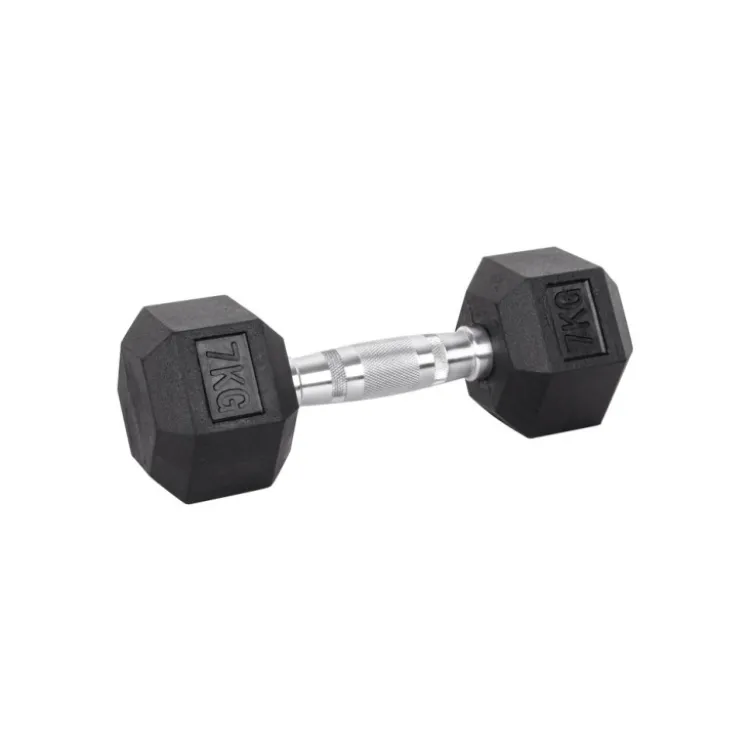 Haltère de musculation hexagonal en caoutchouc à l'unité de 3 kg à 40 kg pour entraînement complet