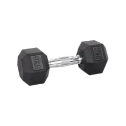 Haltère de musculation hexagonal en caoutchouc à l'unité de 3 kg à 40 kg pour entraînement complet