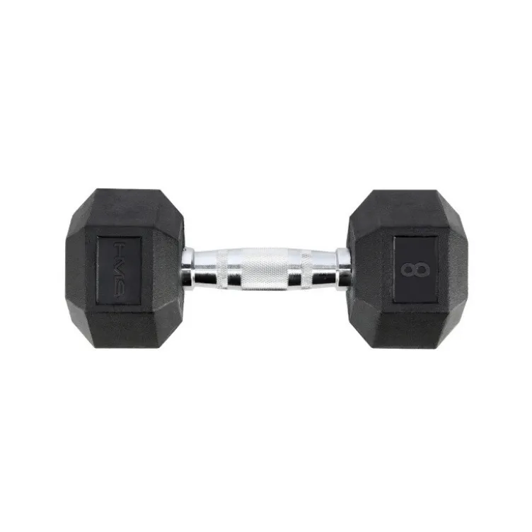 Haltère de musculation hexagonal à l'unité 8 kg avec poignée moletée