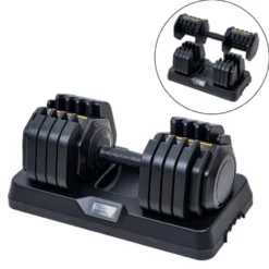 Haltère réglable de 5 à 41 kg avec support - Haltère compact à charge ajustable DuraBell