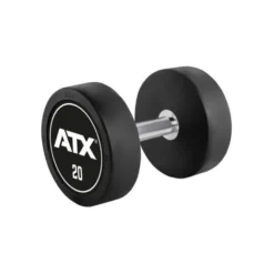 Haltères de musculation design ATX de 2,5 à 60 kg conception en acier caoutchouté avec poignée à moletage médium