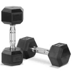 Haltères hexagonaux de 2 à 50 kg Titanium Strength TS avec revêtement en caoutchouc et poignées chromées