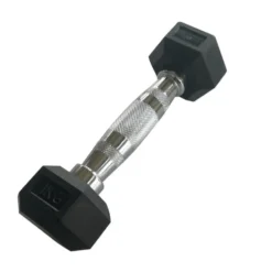 Haltères hexagonaux en caoutchouc compactes 1 à 50 kg avec poignée ergonomique chromée