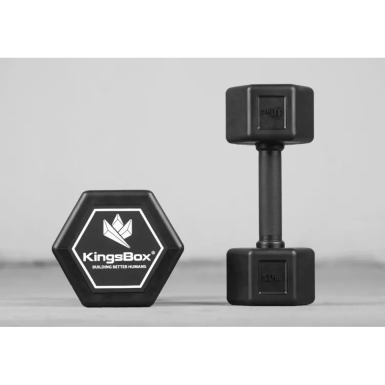 Haltères hexagonaux monobloc en fonte avec revêtement en caoutchouc - 2,5 à 37,5kg