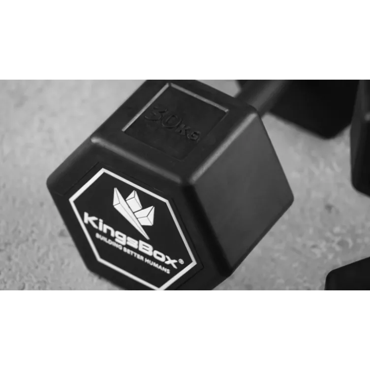 Haltères hexagonaux monobloc en fonte avec revêtement en caoutchouc - 2,5 à 37,5kg