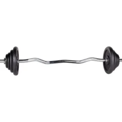 Jeu complet avec barre de musculation EZ de diamètre standard et 45 kg de poids - Training biceps