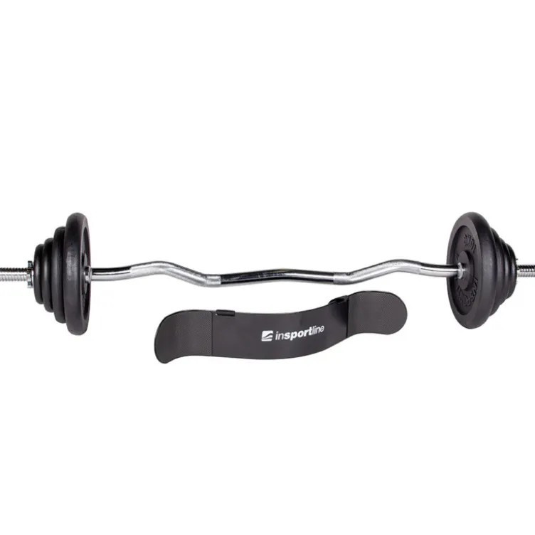 Jeu complet avec barre de musculation EZ de diamètre standard et 45 kg de poids - Training biceps