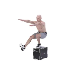 Jump box de plyométrie de qualité professionnelle en bois renforcé noir - 50 x 40 x 30 mm