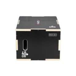 Jump box de plyométrie de qualité professionnelle en bois renforcé noir - 50 x 40 x 30 mm