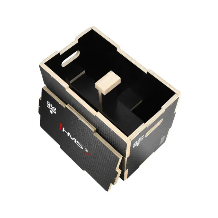 Jump box de plyométrie de qualité professionnelle en bois renforcé noir - 50 x 40 x 30 mm