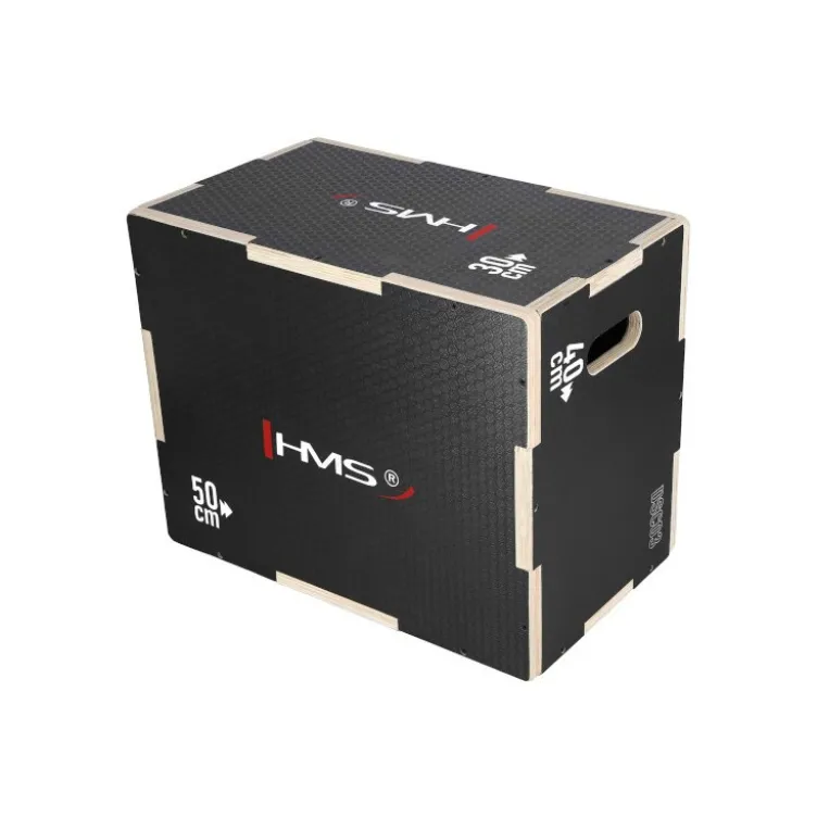 Jump box de plyométrie de qualité professionnelle en bois renforcé noir - 50 x 40 x 30 mm