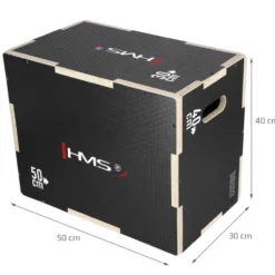 Jump box de plyométrie de qualité professionnelle en bois renforcé noir - 50 x 40 x 30 mm