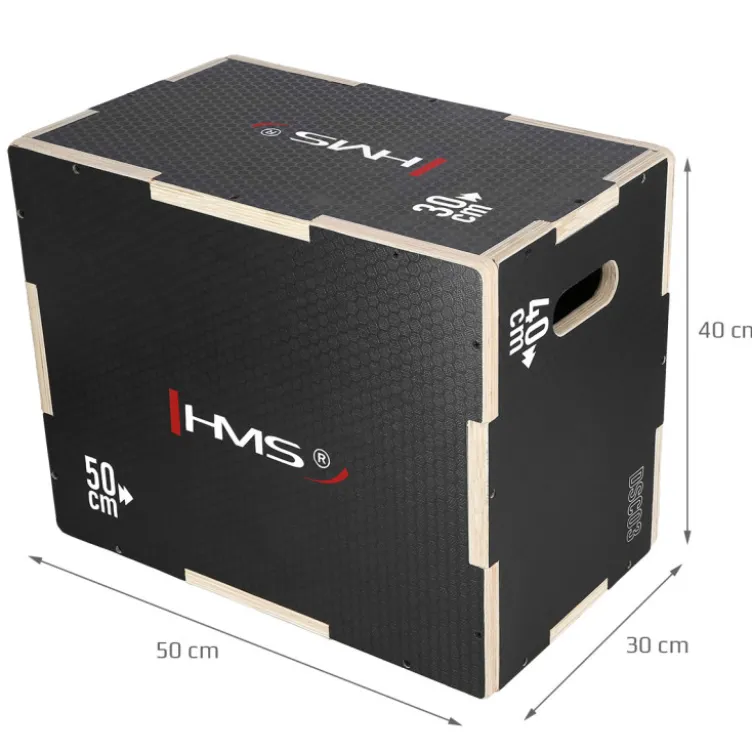 Jump box de plyométrie de qualité professionnelle en bois renforcé noir - 50 x 40 x 30 mm