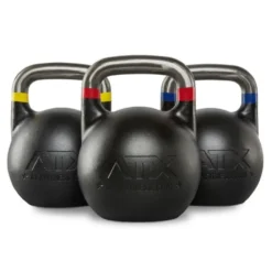 Kettlebells de compétition ATX de 8 à 48 kg avec code couleur et poignée de précision 34 mm