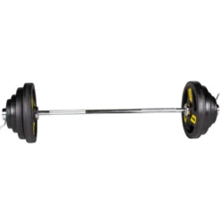 Kit barre de musculation olympique et 37.5 kg de plaques de poids avec isolateur à biceps