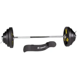 Kit barre de musculation olympique et 37.5 kg de plaques de poids avec isolateur à biceps