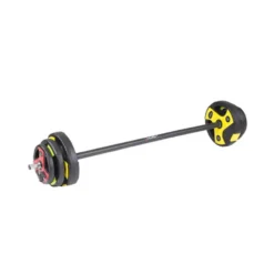 Kit barre de musculation standard en acier chromé avec 17,50 kg de disques de poids