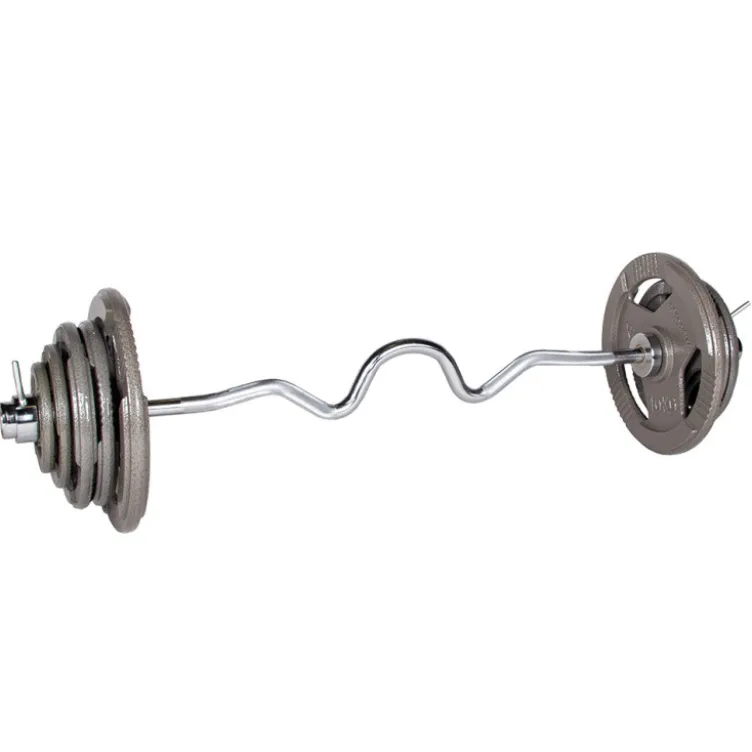 Kit complet barre de musculation à triceps 120 cm et 56 kg de plaques de poids olympiques