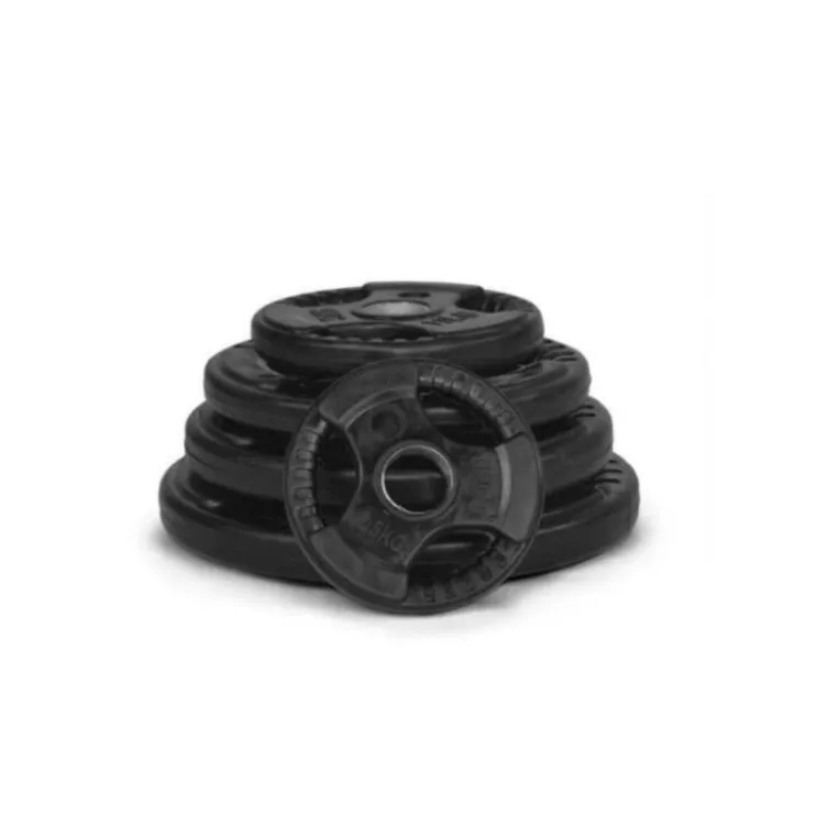 Kit complet de musculation avec 150 kg de disques de poids olympiques à poignées x3 en caoutchouc - Titanium Strength