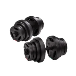 Kit de musculation avec haltères et disques de poids d'un total de 42 kg et écrous de fixation