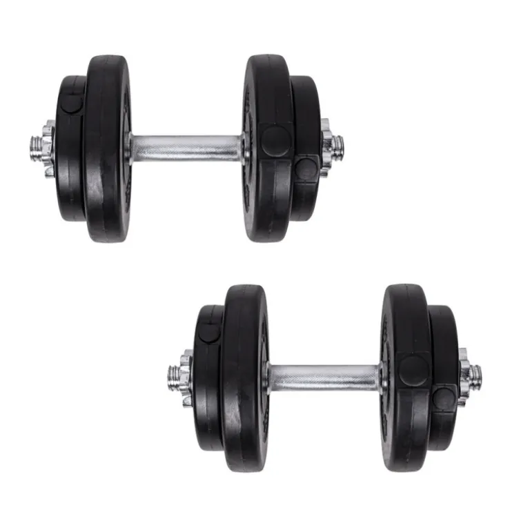 Kit de musculation barre standard et paire d'haltères courts réglables de 3 à 50kg