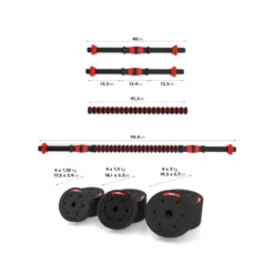 Kit d'haltères avec disques de poids et une barre extensible pour homegym - 20 KG