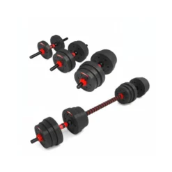 Kit d'haltères avec disques de poids et une barre extensible pour homegym - 20 KG