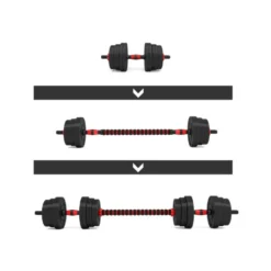 Kit d'haltères avec disques de poids et une barre extensible pour homegym - 20 KG