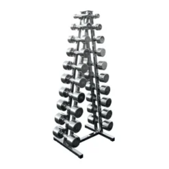 Kit d'haltères chromés ATX de 1 à 10 kg avec colonne de rangement pour 10 paires d'haltères