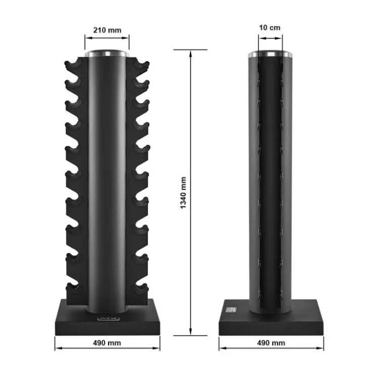 Kit d'haltères chromés 1 à 10 kg avec colonne de rangement pour 10 paires d'haltères - ATX