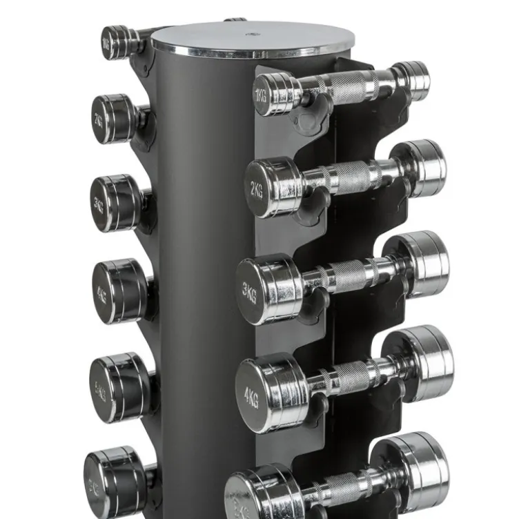Kit d'haltères chromés 1 à 10 kg avec colonne de rangement pour 10 paires d'haltères - ATX