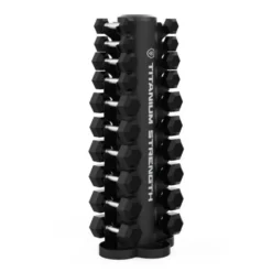 kit d'haltères complet - 10 paires d'haltères hexagonaux en caoutchouc de 1 à 10 kg avec rack de stockage vertical TH10 Titanium