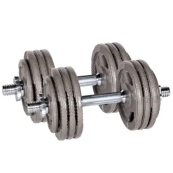 Kit d'haltères complet 2 x 20 kg avec barres courtes et plaques de poids standard