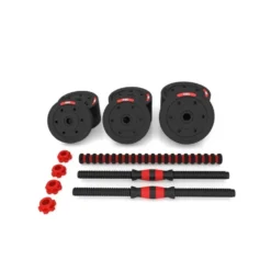 Kit d'haltères de musculation 20 KG pour homegym avec 2 barres courtes et 1 barre de connexion