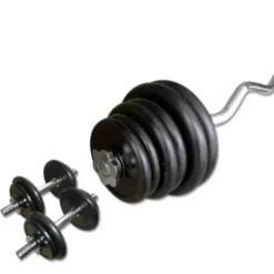 Kit spécial Homegym barre de curl EZ paire d'haltères courtes et 35 kg disques de poids