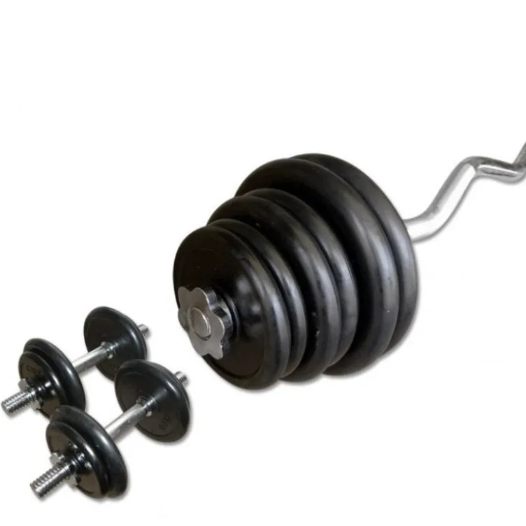 Kit spécial Homegym barre de curl EZ paire d'haltères courtes et 35 kg disques de poids