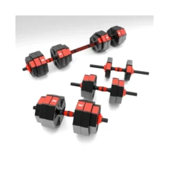Kit spécial home-gym haltères 30 kg avec 2 barres courtes + barre de connexion