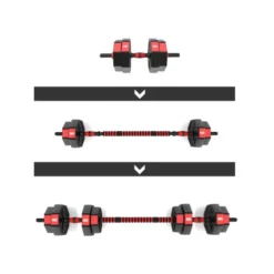 Kit spécial home-gym haltères 15 kg avec 2 barre extensible