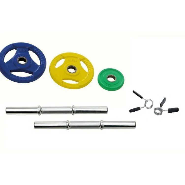 Kit standard 20 kg paire d'haltères courtes et poids caoutchouc à poignées