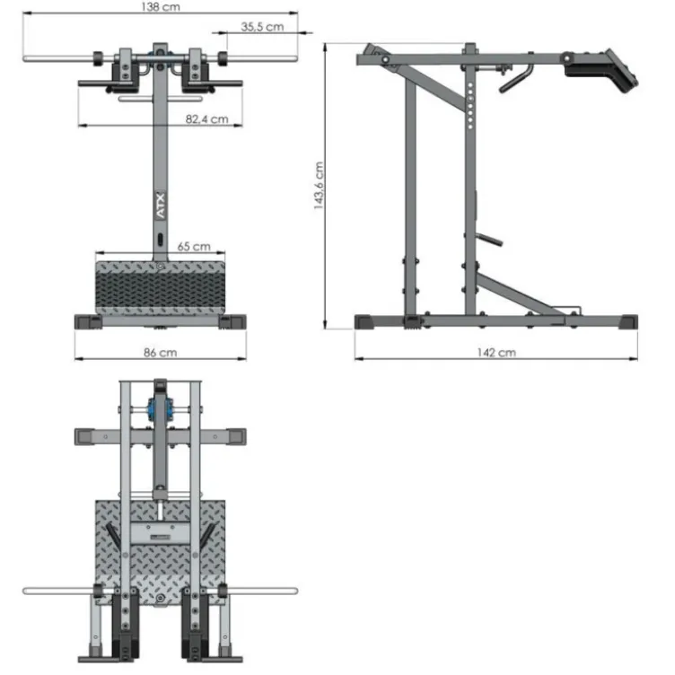Lever Arm Squat ATX - Machine de musculation professionnelle pour les cuisses et les épaules