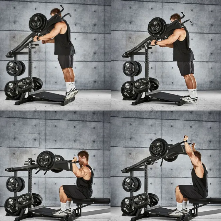 Lever Arm Squat ATX Pro Cuisses Mollets Epaules - Viking Press capacité de charge 400 kg