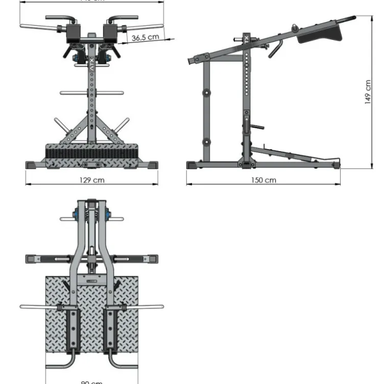 Lever Arm Squat ATX Pro Cuisses Mollets Epaules - Viking Press capacité de charge 400 kg