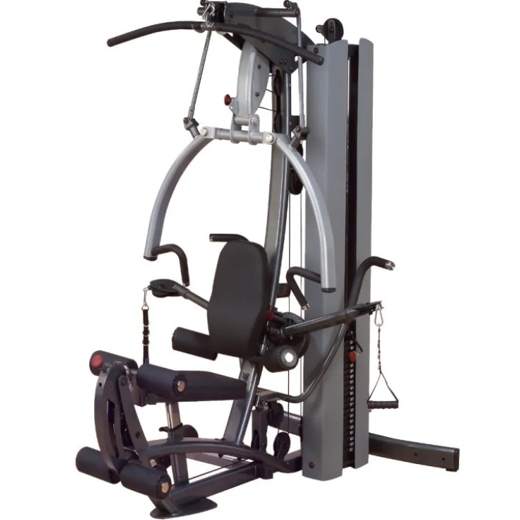 Machine de musculation home-gym multi-poste avec bras convergents et colonne de poids 95 kg