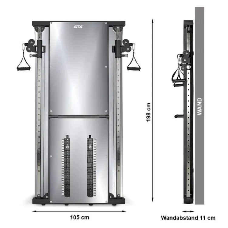Machine à poulie vis à vis double colonne à charge guidée 2x60 kg couleur Mirror ATX