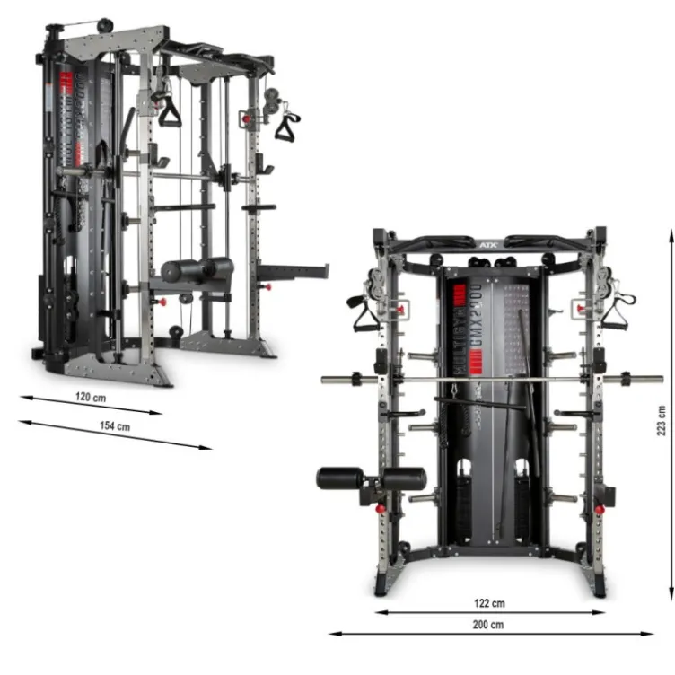 Multigym ATX GMX2000 - Smith machine ultra-fonctionnelle avec double colonne de poids 90 kg