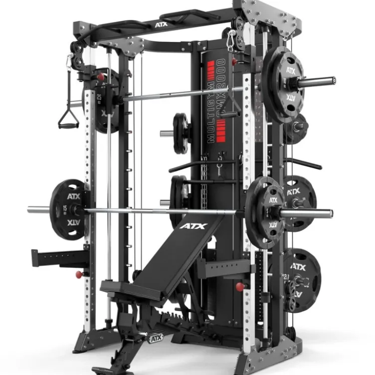 Multigym ATX GMX2000 - Smith machine ultra-fonctionnelle avec double colonne de poids 90 kg