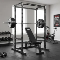 Pack ATX Rack compact 195 cm avec banc de musculation et kit de poids + barres olympiques