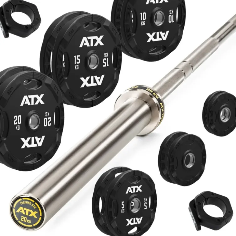 Pack ATX Rack compact 195 cm avec banc de musculation et kit de poids + barres olympiques